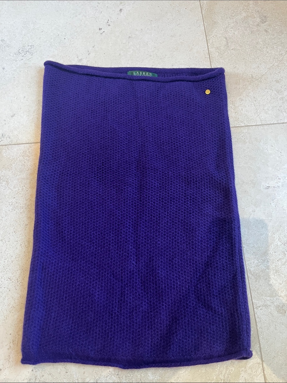 Ralph Lauren 100% Cashmere Purple Knit Snood Scarf